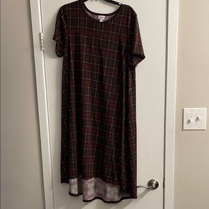 LuLaRoe Burgundy Plaid Midi Dress